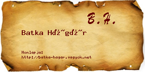 Batka Hágár névjegykártya